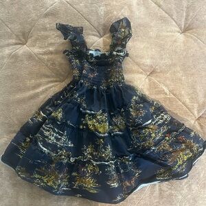 The Tiny Ellie Nap Dress - Navy Equestrian Toile 3/4y